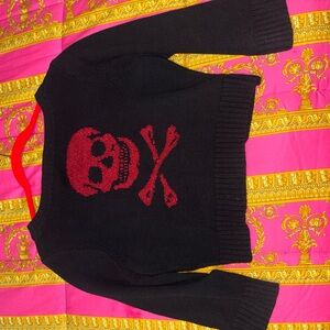 Betsey Johnson Black Sweater with Red skull Accent on back